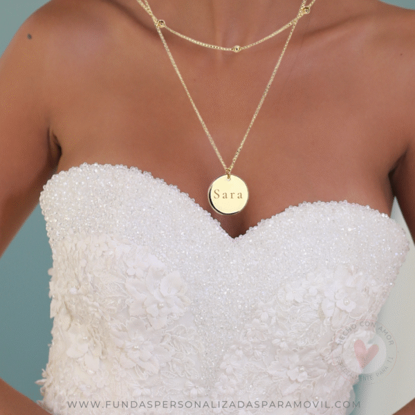 Collar Personalizado con Nombre Doble Cadena Medalla Lisa Agatha - Imagen 2