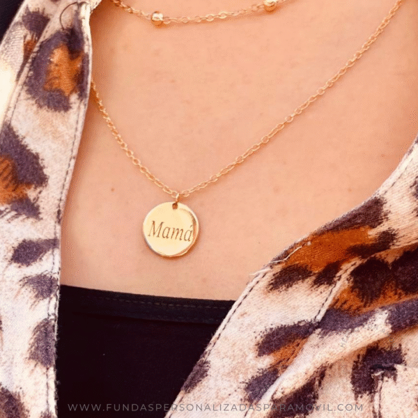 Collar Personalizado con Nombre Doble Cadena Medalla Lisa Agatha - Imagen 3