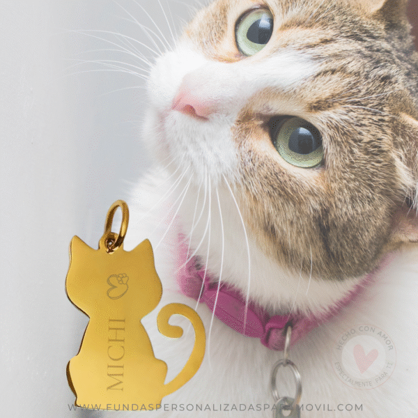 Colgante Acero Personalizado Chapa Personalizada para Collar de Gato Silueta - Imagen 3