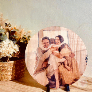 Marco Redondo de Madera Personalizado con Soporte