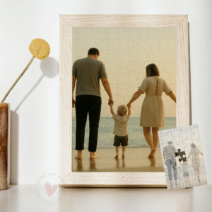Puzzle personalizado con foto sobre cuadro de madera con marco tipo portafotos